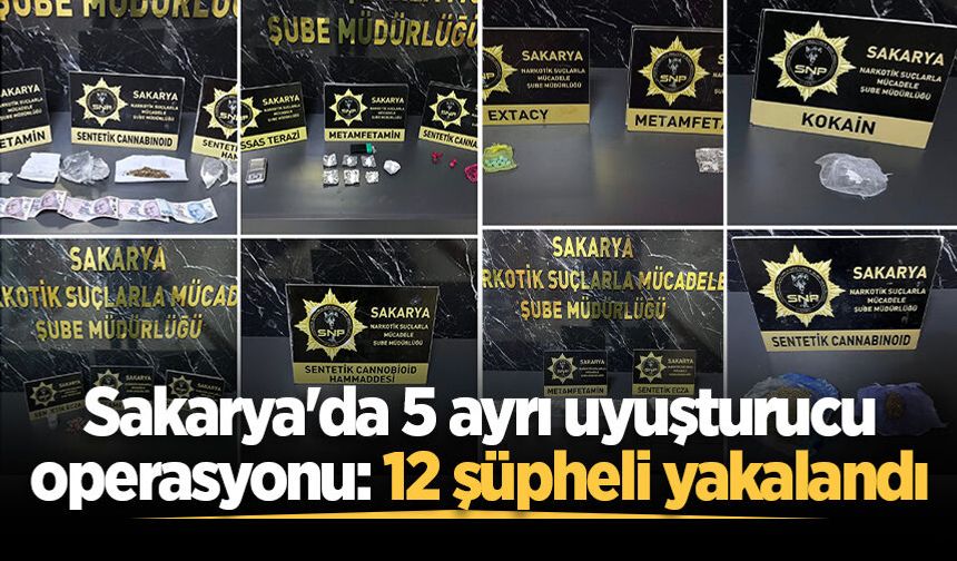 Sakarya'da 5 ayrı uyuşturucu operasyonu: 12 şüpheli yakalandı
