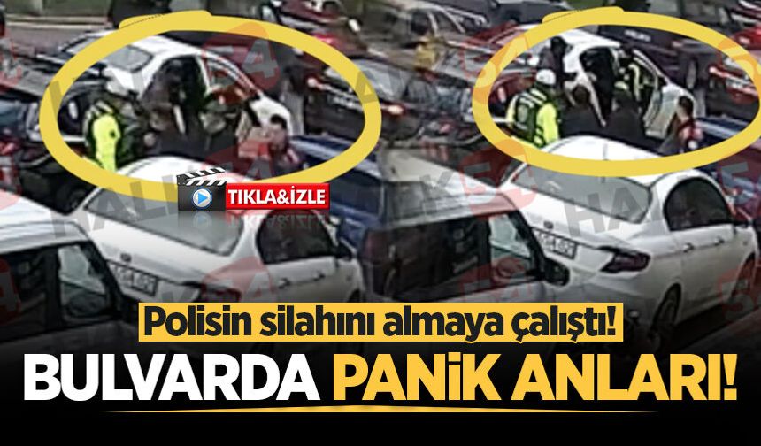 Adapazarı bulvarda panik anları: Polisin silahını almaya çalıştı!