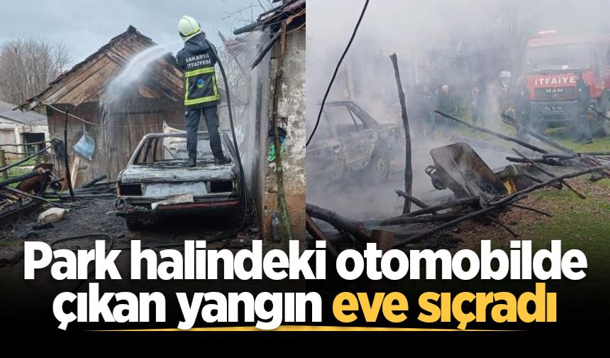 Kaynarca'da park halindeki otomobilde çıkan yangın eve sıçradı