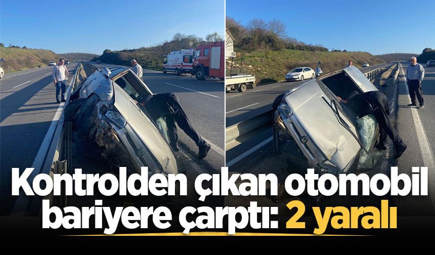 Kontrolden çıkan otomobil bariyere çarptı: 2 yaralı