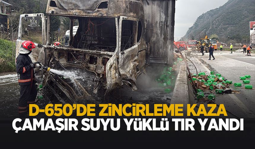 Geyve Karaçam yolunda TIR yangını: Trafik kilitlendi