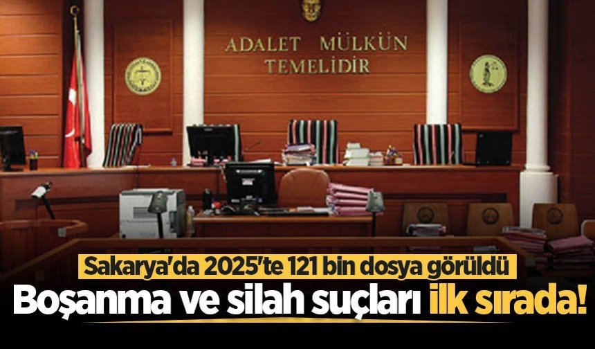 Sakarya'da 2025'te 121 bin dosya görüldü: Boşanma ve silah suçları ilk sırada!