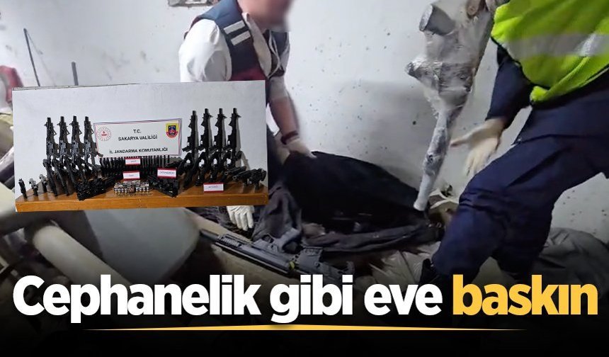 Geyve'de kaçak silah operasyonu: Cephanelik gibi eve baskın