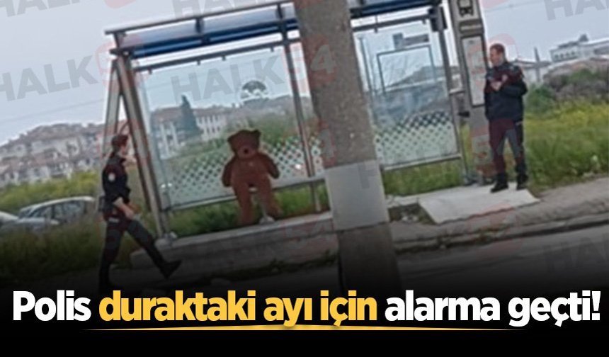 Polis duraktaki ayı için alarma geçti!