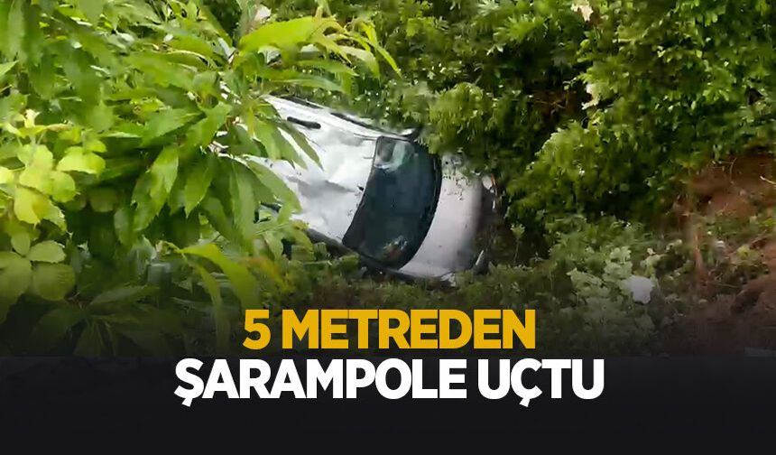 Şarampole uçan araçtaki 3 kişi yaralandı