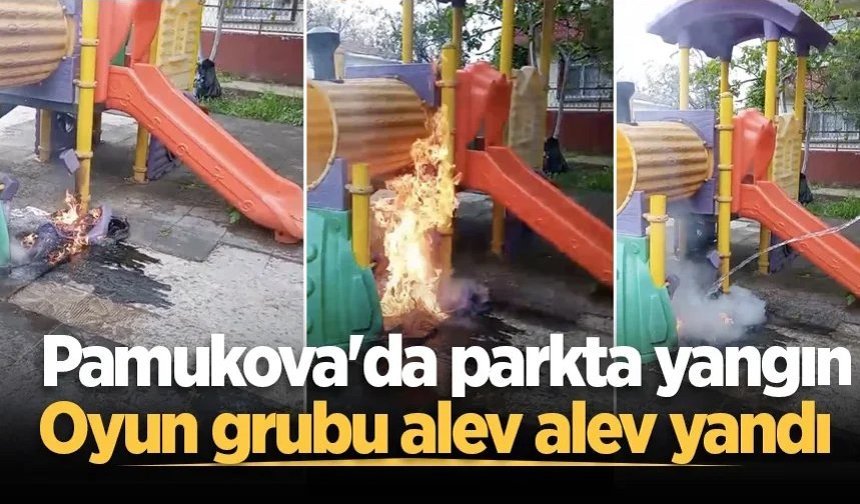 Pamukova'da parkta yangın: Oyun grubu alev alev yandı
