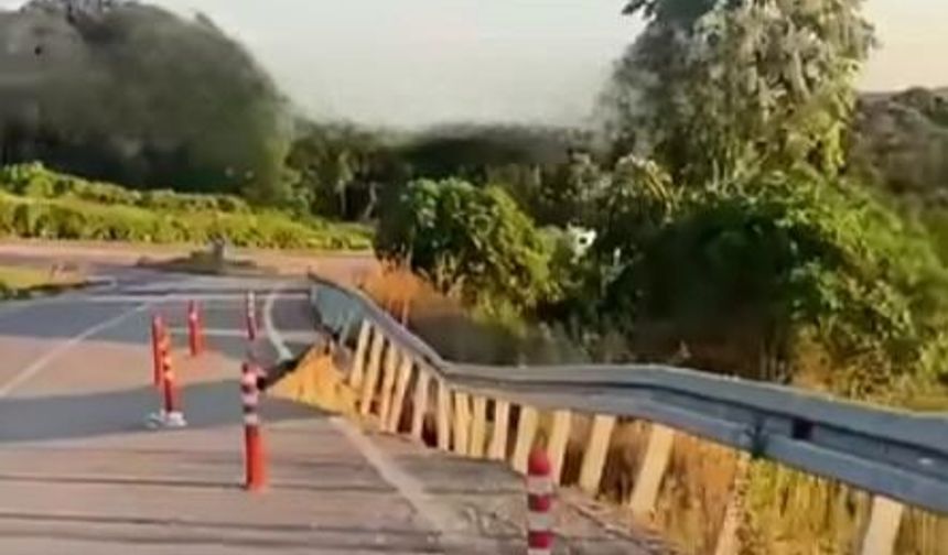 Karasu’da heyelan sonrası hasarlı yol tehlike saçıyor