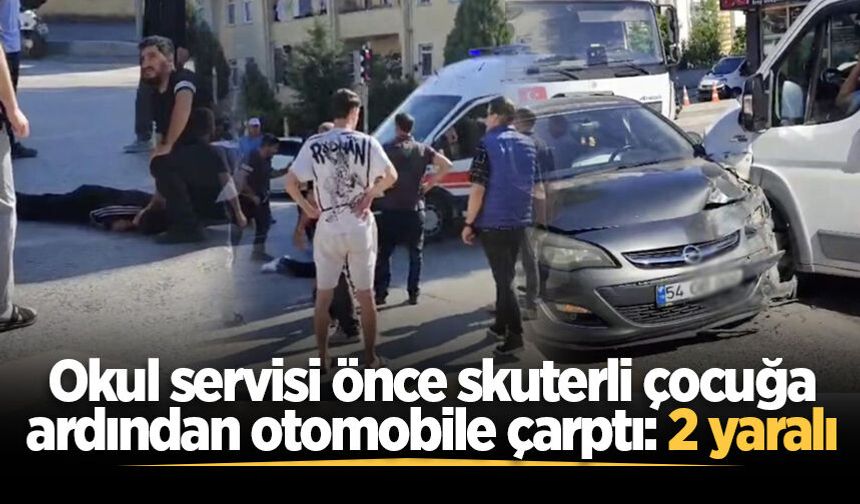 Okul servisi dehşet saçtı! Önce çocuğa sonra otomobile çarptı: 2 yaralı