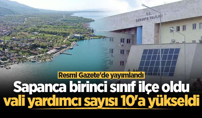 Resmi Gazete'de yayımlandı: Sapanca birinci sınıf ilçe oldu, vali yardımcı sayısı 10'a yükseldi