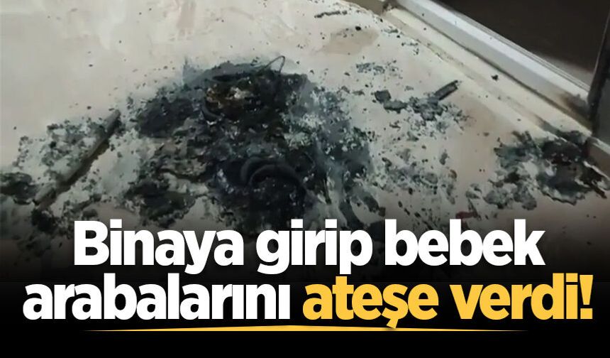 Binaya girip bebek arabalarını ateşe verdi!