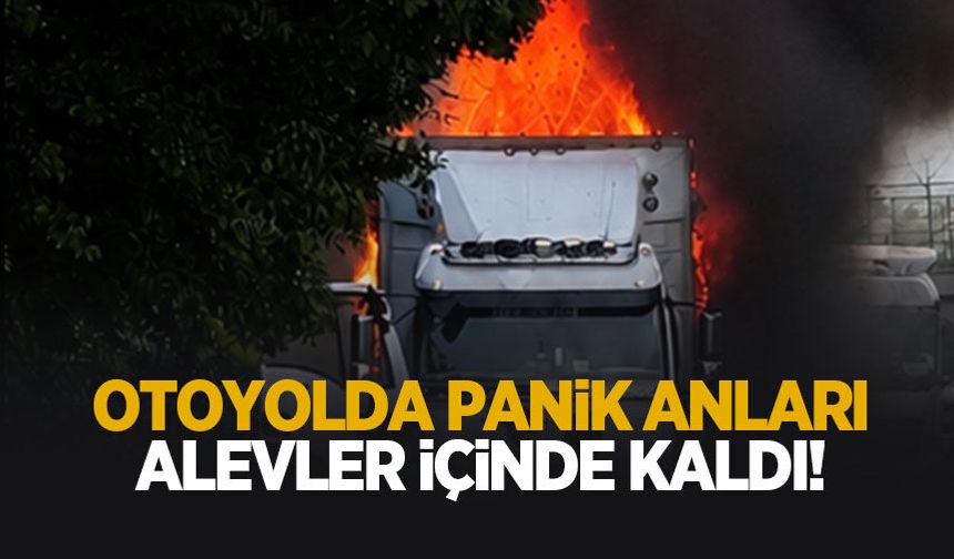 TEM'de seyir halindeki kamyon alevlere teslim oldu