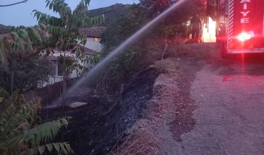 Yerleşim yeri yakınındaki otluk alanda çıkan yangın korkuttu