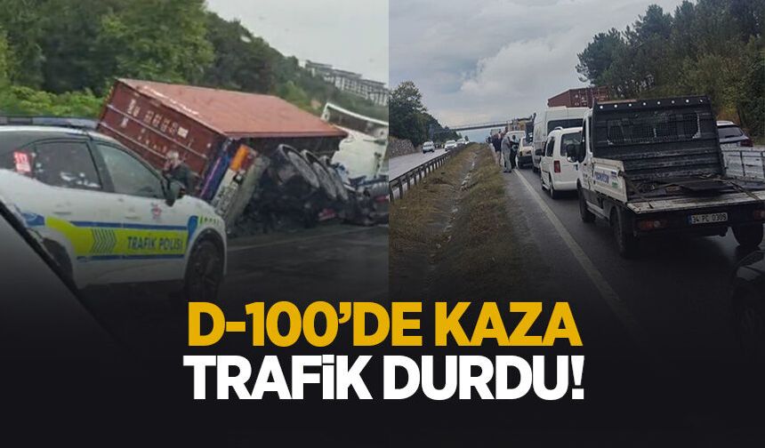 D-100'de kaza: Araç kuyruğu oluştu