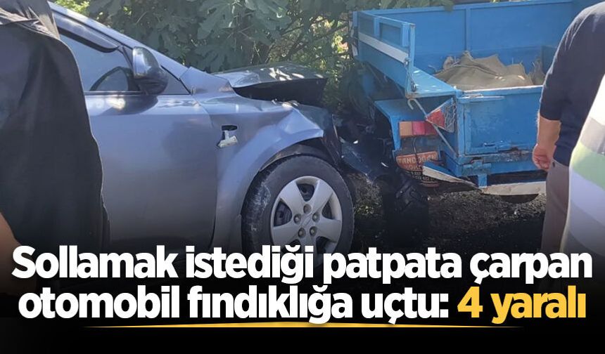 Sollamak istediği patpata çarpan otomobil fındıklığa uçtu: 4 yaralı
