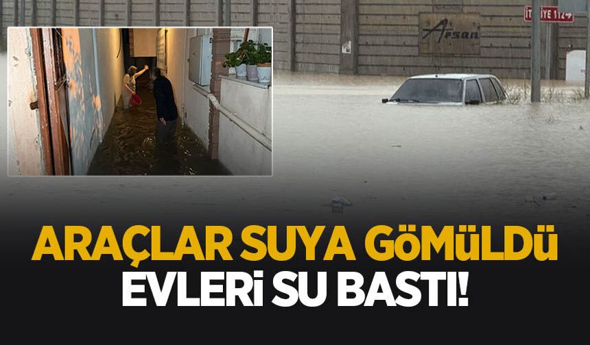 Otomobil suya gömüldü, evleri su bastı