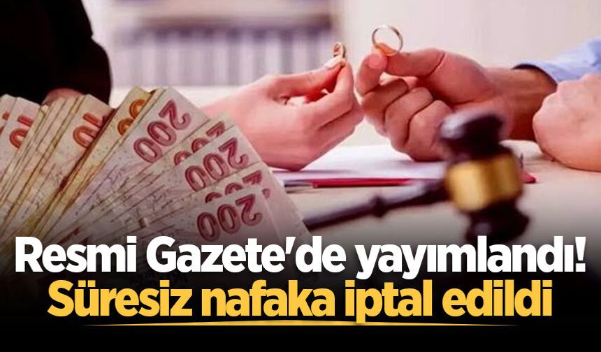AYM'nin süresiz nafakayı iptal eden kararı Resmi Gazete'de