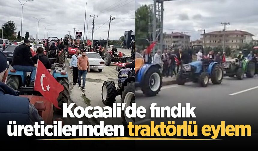 Kocaali'de fındık üreticilerinden traktörlü eylem: "Emeğimizin karşılığını istiyoruz"