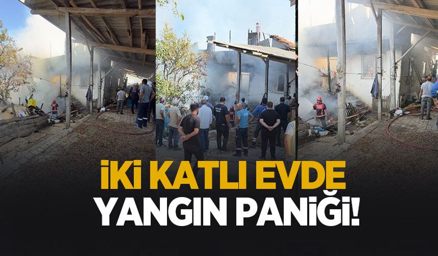 İki katlı evde çıkan yangın paniğe neden oldu