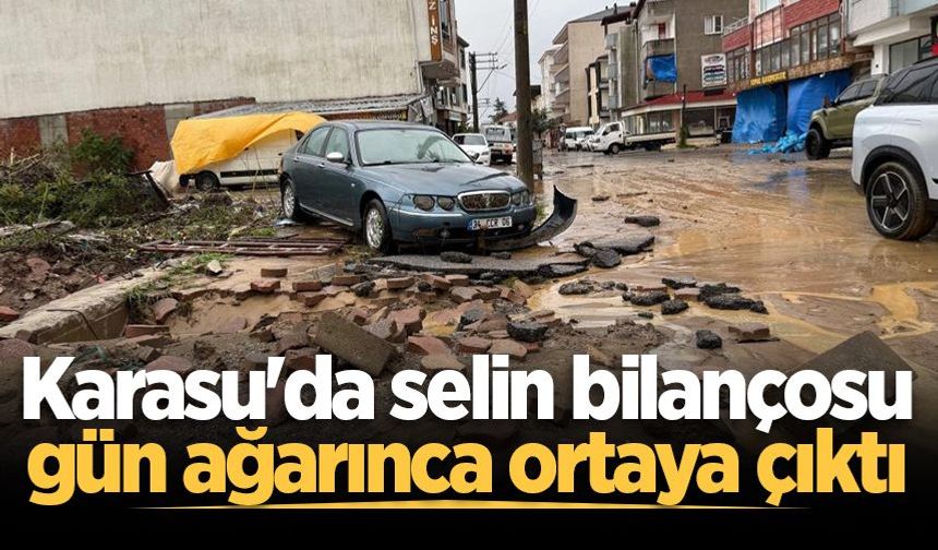 Karasu'da selin bilançosu gün ağarınca ortaya çıktı