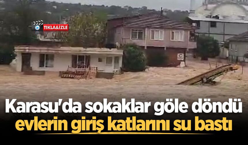 Karasu'da sokaklar göle döndü, evlerin giriş katlarını su bastı