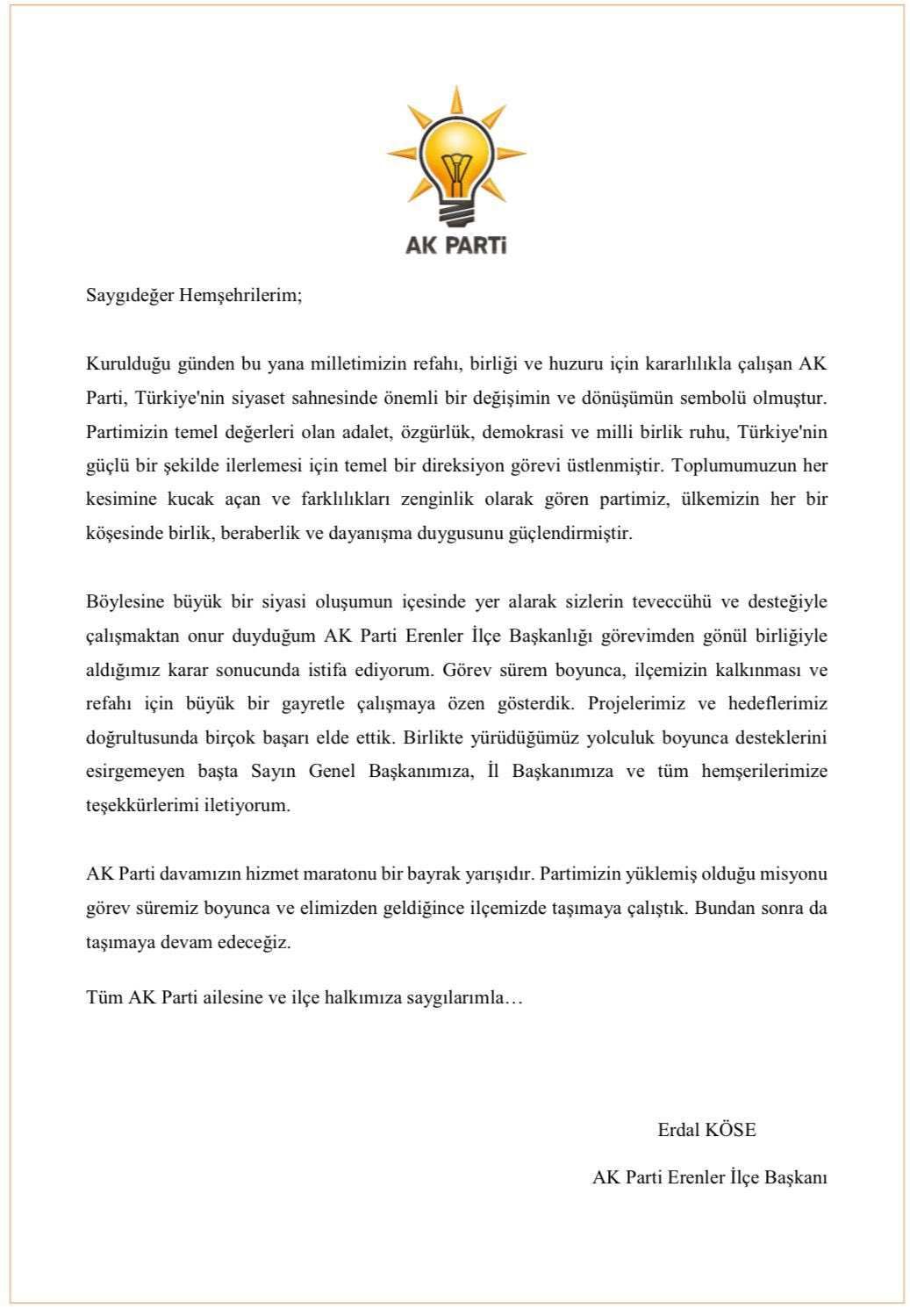 erdal köse istifa