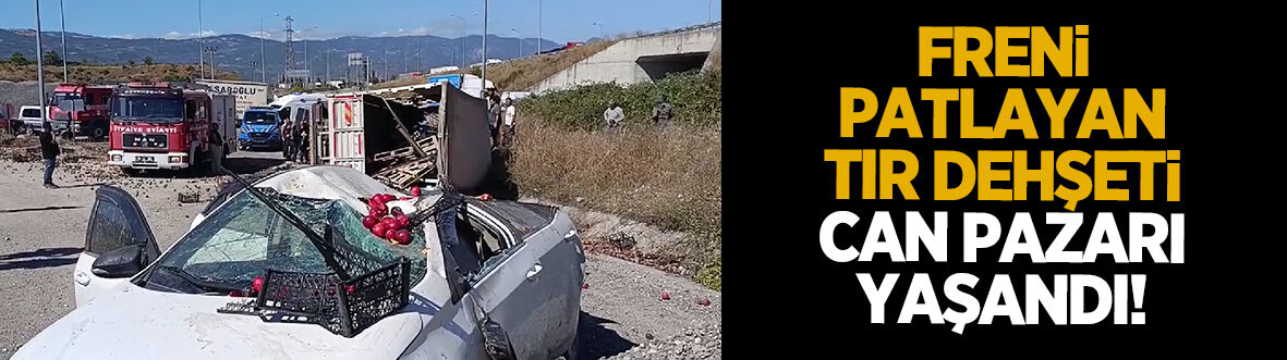 Freni patlayan tır dehşeti: Otomobilin üzerine devrildi 6 yaralı