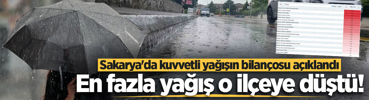 Sakarya'da kuvvetli yağışın bilançosu açıklandı: En fazla yağış o ilçeye düştü!