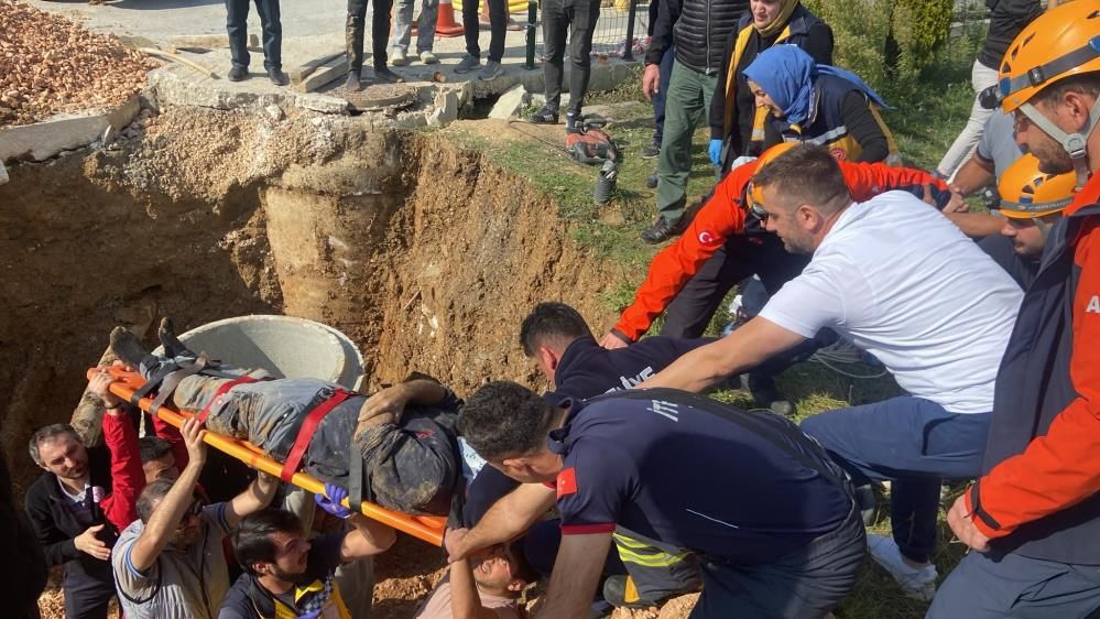 Bilecik'te kanalizasyon çalışmasında göçük altında kalan işçi kurtarıldı