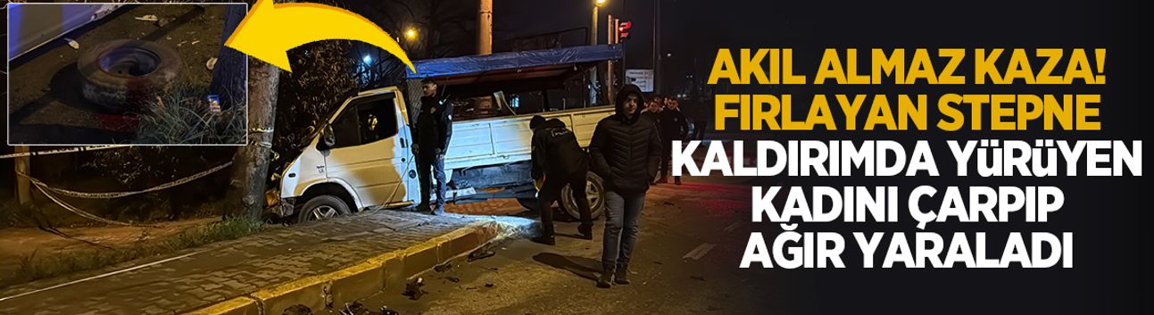 Akıl almaz kaza: Araçlar çarpıştı, savrulan stepne kadını ağır yaraladı