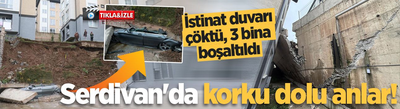 Serdivan'da korku dolu anlar! İstinat duvarı çöktü, 3 bina boşaltıldı