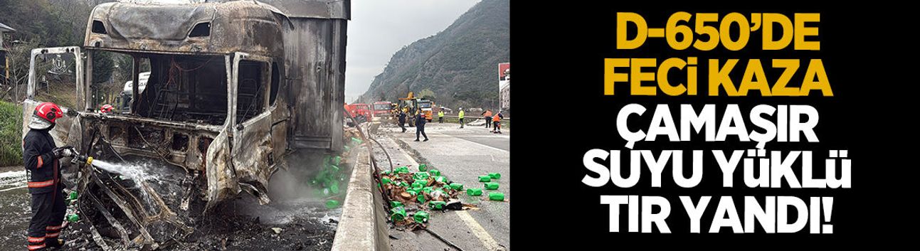Geyve Karaçam yolunda TIR yangını: Trafik kilitlendi
